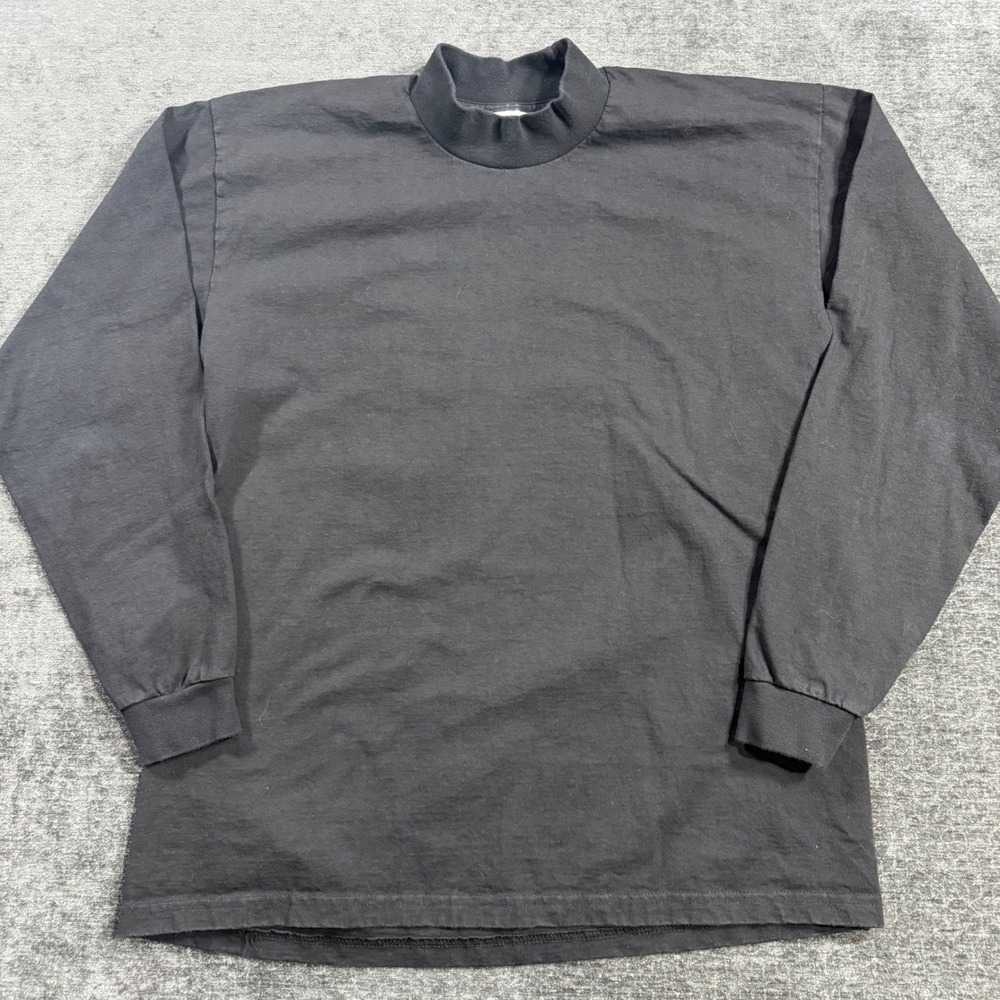 Pro Club Heavyweight Mock Neck Long Sleeve T-Shirt Black Mens Size XL USA Fabric